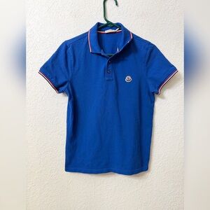 Moncler Maglia Blue Piqué Tipped Short Sleeve Polo Shirt